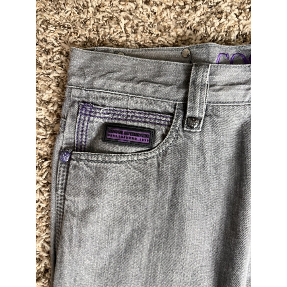 Coogi Jean Men 34 X 34(32) Grey Wash Denim VTG Y2K Purple Crown Charcoal - Picture 3 of 9